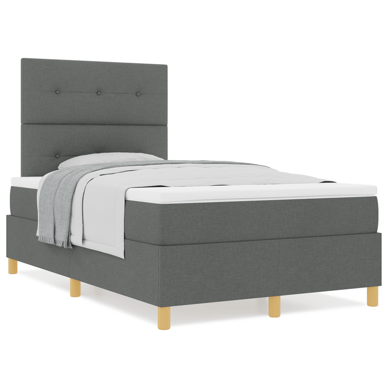Casa si Gradina - Mobilier - Paturi si accesorii - Paturi - Pat cu arcuri cu saltea gri inchis, dublu mic, din tesatura - Infinity.ro