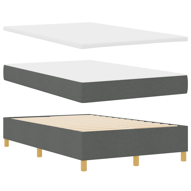 Casa si Gradina - Mobilier - Paturi si accesorii - Paturi - Pat cu arcuri cu saltea gri inchis, dublu mic, din tesatura - Infinity.ro