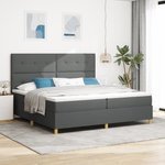 Casa si Gradina - Mobilier - Paturi si accesorii - Paturi - Pat cu somiera si saltea gri inchis 200 x 200 cm din tesatura - Infinity.ro