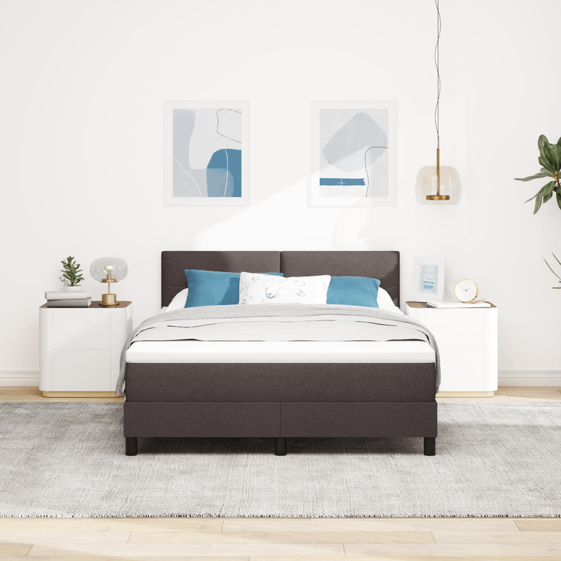 Casa si Gradina - Mobilier - Paturi si accesorii - Paturi - Pat cu arcuri cu Saltea Maro inchis 160x200 cm Tesatura - Infinity.ro