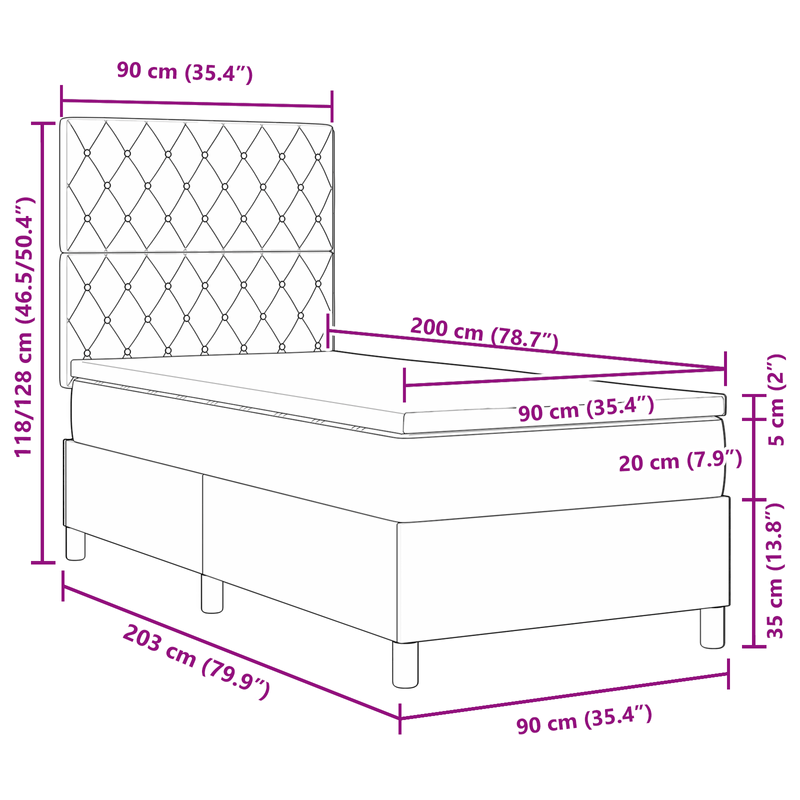 Casa si Gradina - Mobilier - Paturi si accesorii - Paturi - Pat box spring cu saltea, verde inchis, 90x200 cm, catifea - Infinity.ro