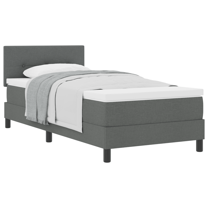Casa si Gradina - Mobilier - Paturi si accesorii - Paturi - Pat cu arcuri cu saltea Gri inchis 90x190 cm tesatura - Infinity.ro