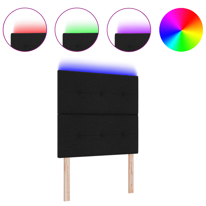 Casa si Gradina - Mobilier - Paturi si accesorii - Accesorii paturi - Tablie de pat cu LED Neagra 80 cm Textil - Infinity.ro