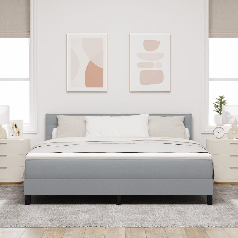 Casa si Gradina - Mobilier - Paturi si accesorii - Paturi - Pat Box Spring cu Saltea Gri Deschis 180x200 cm Tesatura - Infinity.ro