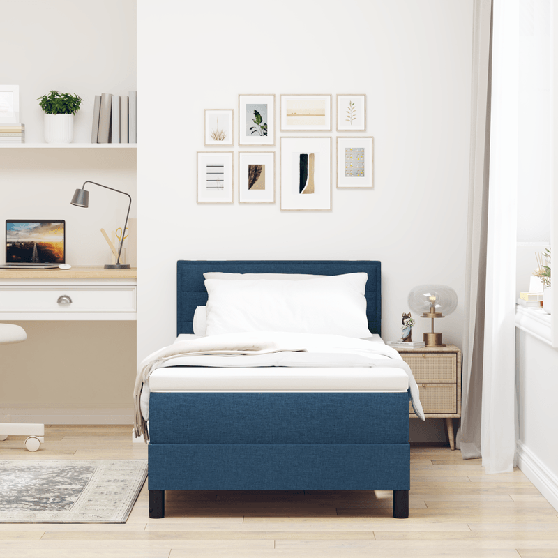 Casa si Gradina - Mobilier - Paturi si accesorii - Paturi - Pat cu arcuri cu saltea albastra 100x200 cm tesatura - Infinity.ro