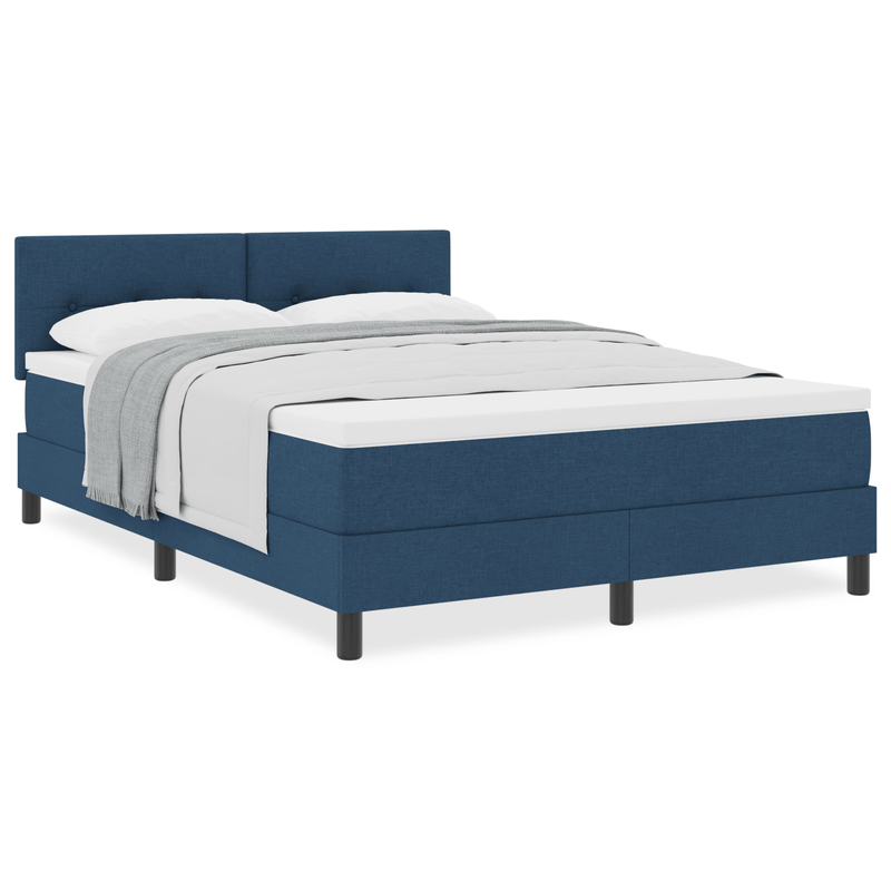Casa si Gradina - Mobilier - Paturi si accesorii - Paturi - Pat cu Somier si Saltea Albastra 160x200 cm din Tesatura - Infinity.ro