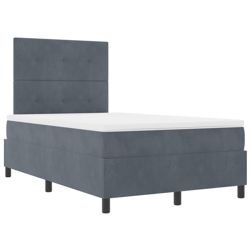 Casa si Gradina - Mobilier - Paturi si accesorii - Paturi - Pat box spring cu saltea, gri inchis, dublu mic, catifea - Infinity.ro