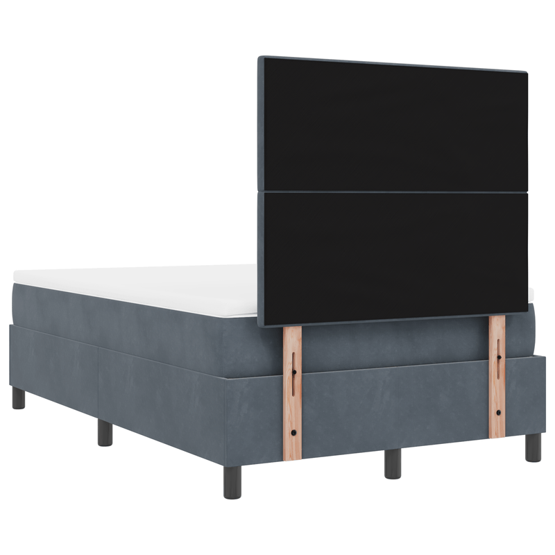 Casa si Gradina - Mobilier - Paturi si accesorii - Paturi - Pat box spring cu saltea, gri inchis, dublu mic, catifea - Infinity.ro
