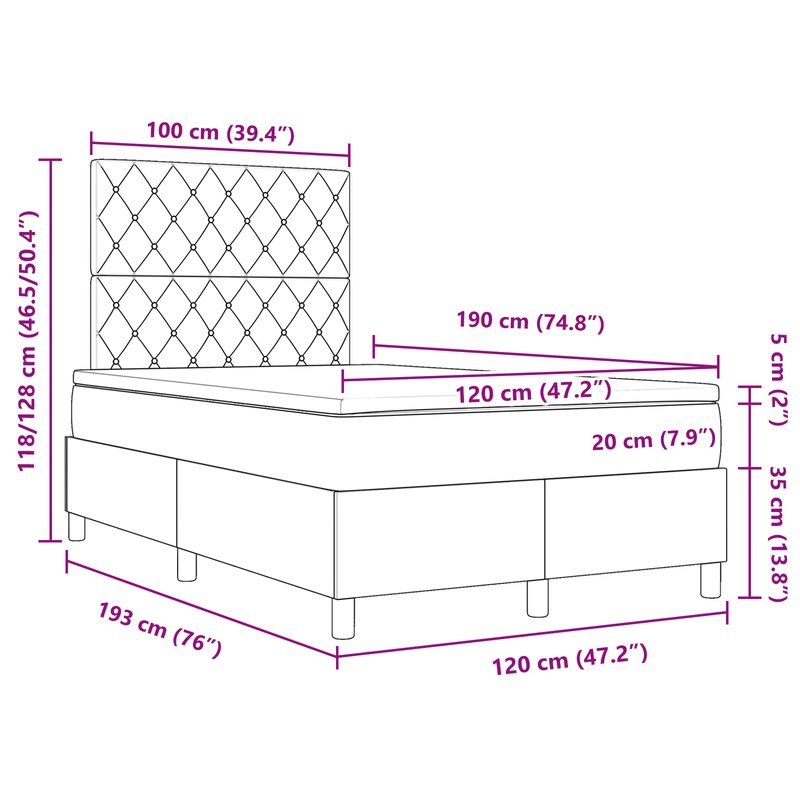 Casa si Gradina - Mobilier - Paturi si accesorii - Paturi - Pat box spring cu saltea, verde inchis, dublu mic, catifea - Infinity.ro