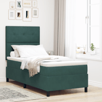 Casa si Gradina - Mobilier - Paturi si accesorii - Paturi - Pat box spring cu saltea, verde inchis, single, catifea - Infinity.ro