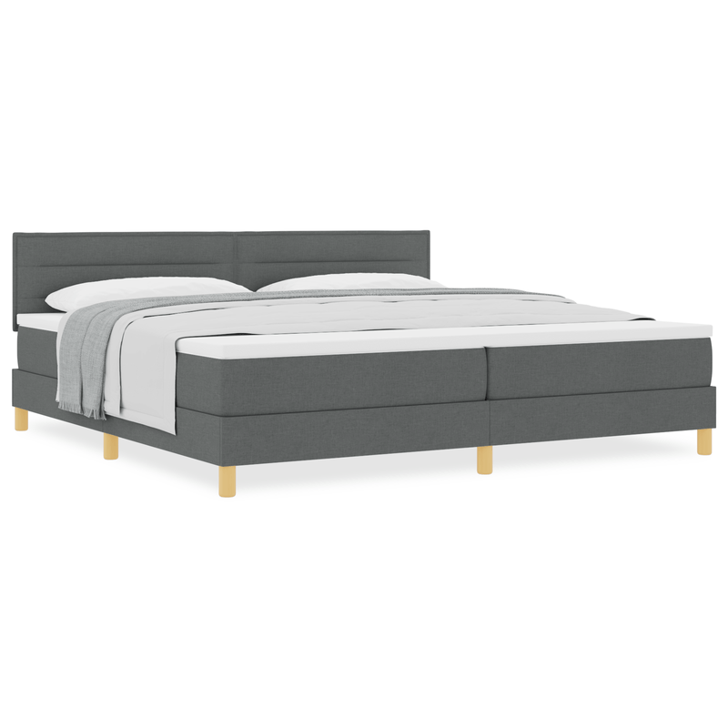 Casa si Gradina - Mobilier - Paturi si accesorii - Paturi - Pat cu arcuri cu saltea gri inchis 200x200 cm tesatura - Infinity.ro