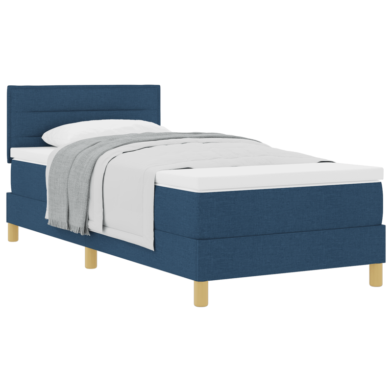 Casa si Gradina - Mobilier - Paturi si accesorii - Paturi - Pat box spring albastru cu saltea 90x190 cm din tesatura - Infinity.ro