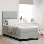 Casa si Gradina - Mobilier - Paturi si accesorii - Paturi - Pat box spring cu saltea, gri deschis, single, catifea - Infinity.ro
