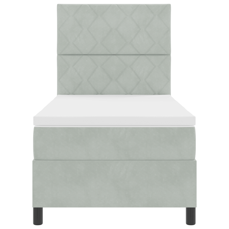 Casa si Gradina - Mobilier - Paturi si accesorii - Paturi - Pat box spring cu saltea, gri deschis, single, catifea - Infinity.ro
