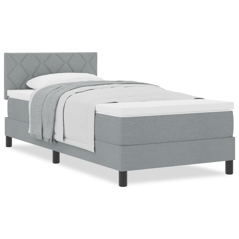 Casa si Gradina - Mobilier - Paturi si accesorii - Paturi - Pat cu arcuri cu saltea gri deschis 90x190 cm tesatura - Infinity.ro