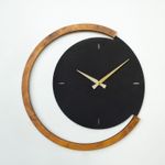Casa si Gradina - Decoratiuni - Ceasuri - Ceas de perete decorativ, Wallxpert, otel si lemn, negru si nuc, 48x48 cm - Infinity.ro