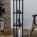 Casa si Gradina - Corpuri si surse de iluminat - Veioze si lampi - Lampadare - Lampadar cu raft, Opviq, metal, negru, 25x25x130 cm, 892OPV1153 - Infinity.ro