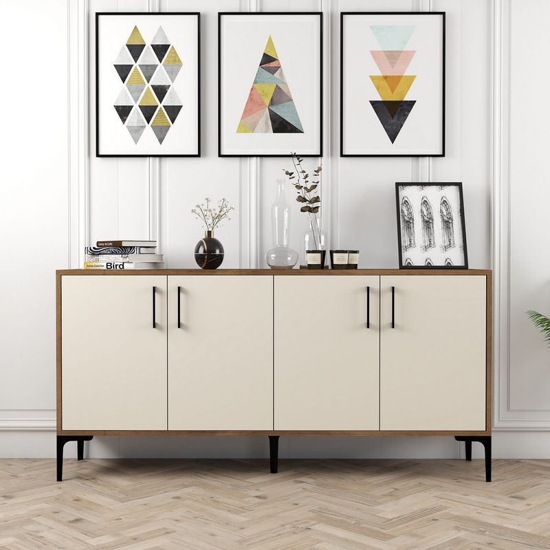 Casa si Gradina - Mobilier - Comode si corpuri - Console - Consola, Hanah Home, panou aglomerat melaminat, nuc crem, 160x35x78 cm - Infinity.ro