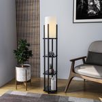 Casa si Gradina - Corpuri si surse de iluminat - Veioze si lampi - Lampadare - Lampadar cu raft, Opviq, metal, negru, 25x25x130 cm, 892OPV1153 - Infinity.ro