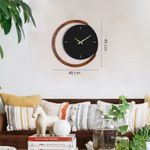 Casa si Gradina - Decoratiuni - Ceasuri - Ceas de perete decorativ, Wallxpert, otel si lemn, negru si nuc, 48x48 cm - Infinity.ro
