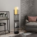 Casa si Gradina - Corpuri si surse de iluminat - Veioze si lampi - Lampadare - Lampadar cu raft, Opviq, metal, negru, 25x25x130 cm, 892OPV1153 - Infinity.ro