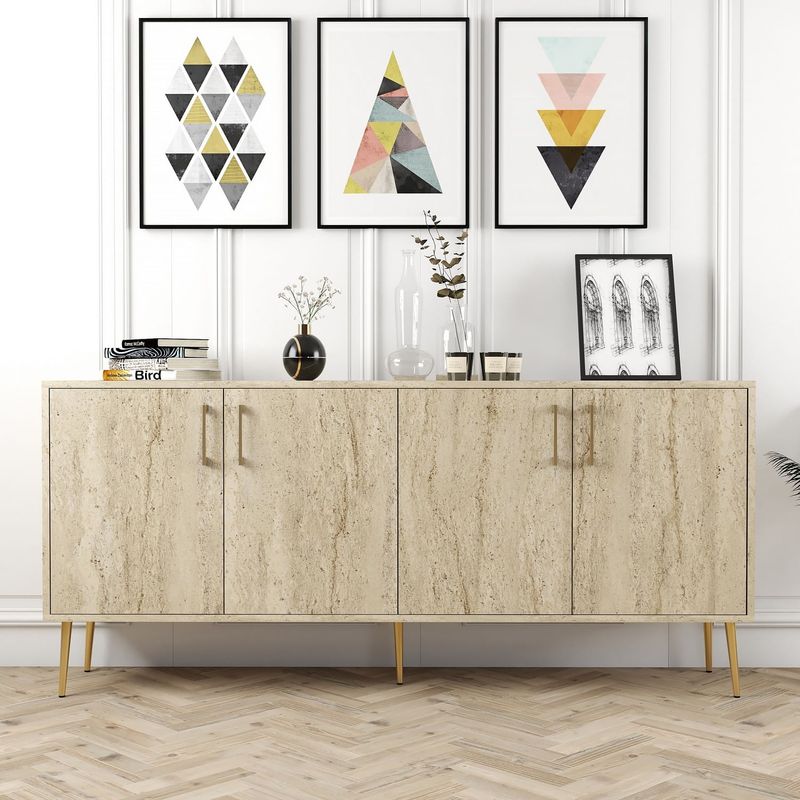 Casa si Gradina - Mobilier - Comode si corpuri - Console - Consola, Hanah Home, pal melaminat, travertin, 180x78x35 cm - Infinity.ro