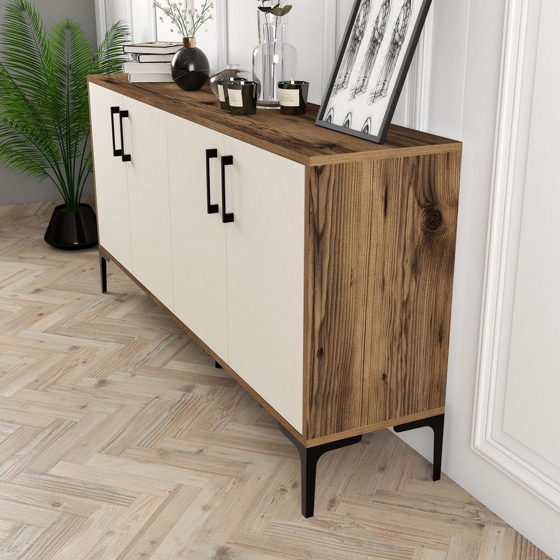 Casa si Gradina - Mobilier - Comode si corpuri - Console - Consola, Hanah Home, panou aglomerat melaminat, nuc crem, 160x35x78 cm - Infinity.ro