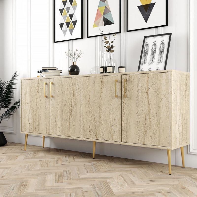Casa si Gradina - Mobilier - Comode si corpuri - Console - Consola, Hanah Home, pal melaminat, travertin, 180x78x35 cm - Infinity.ro