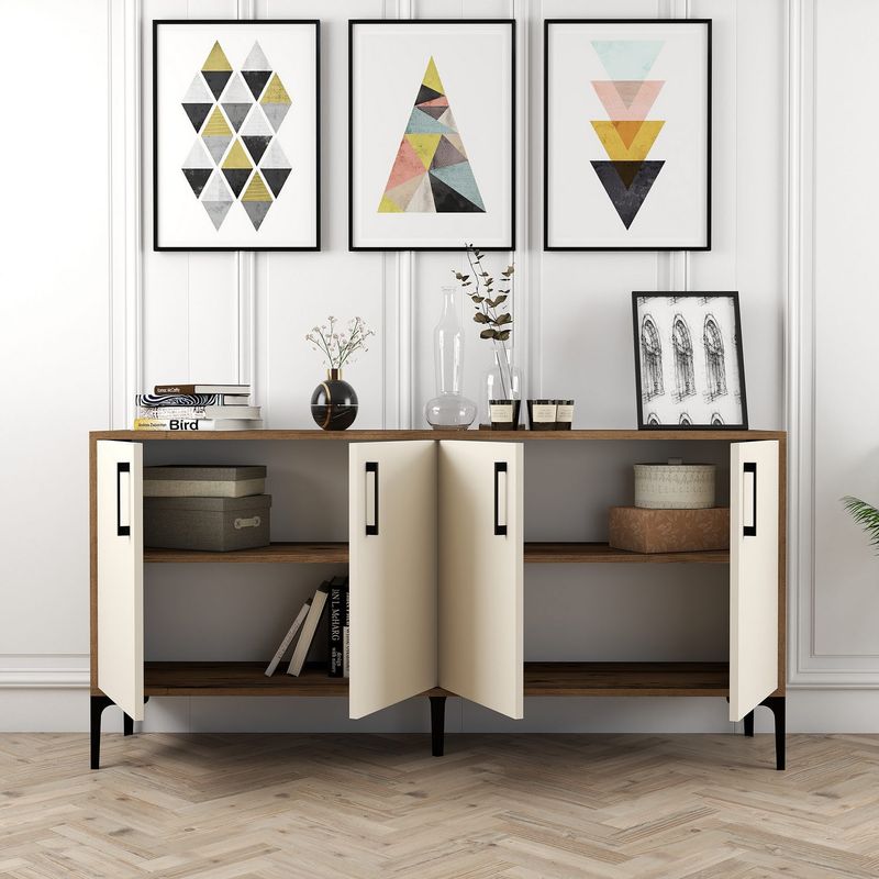 Casa si Gradina - Mobilier - Comode si corpuri - Console - Consola, Hanah Home, panou aglomerat melaminat, nuc crem, 160x35x78 cm - Infinity.ro