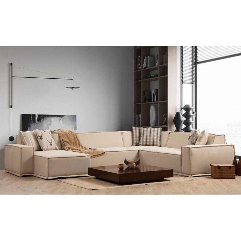 Casa si Gradina - Mobilier - Canapele si coltare - Coltare - Coltar, Atelier Del Sofa, lemn fag si pal, crem, 343x262x167 cm, material 100% poliester - Infinity.ro