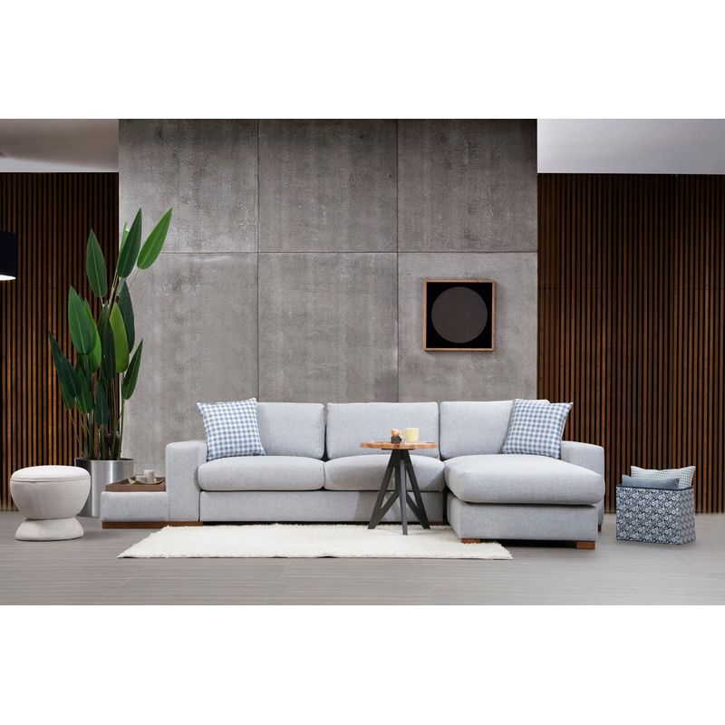 Casa si Gradina - Mobilier - Canapele si coltare - Coltare - Coltar, Hanah Home, lemn fag si pal, gri deschis, 332x194x95 cm - Infinity.ro
