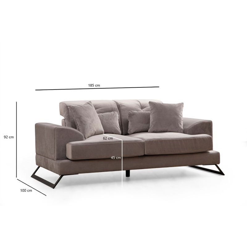 Casa si Gradina - Mobilier - Canapele si coltare - Canapele - Canapea 2 locuri, Hanah Home, lemn fag si pal, gri deschis, 185x100x92 cm - Infinity.ro