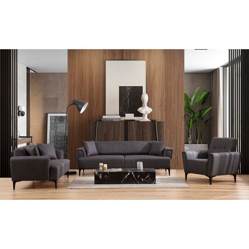 Casa si Gradina - Mobilier - Canapele si coltare - Canapele - Canapea extensibila, Atelier Del Sofa, lemn fag si placi aglomerate, gri inchis, 230x95x77 cm - Infinity.ro