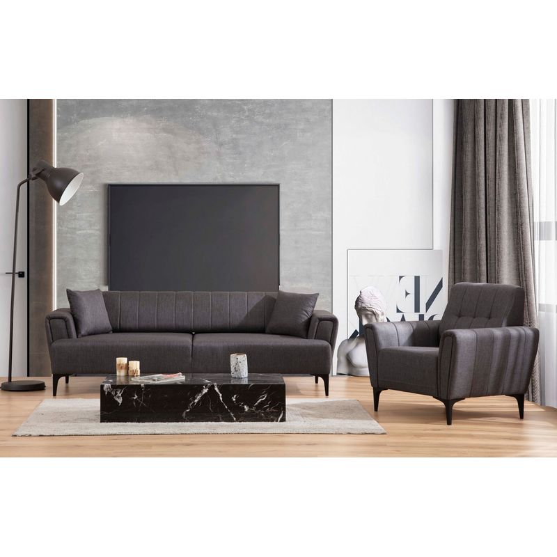 Casa si Gradina - Mobilier - Canapele si coltare - Canapele - Canapea extensibila, Atelier Del Sofa, lemn fag si placi aglomerate, gri inchis, 230x95x77 cm - Infinity.ro