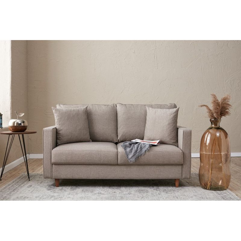 Casa si Gradina - Mobilier - Canapele si coltare - Canapele - Canapea 2 locuri, Hanah Home, poliester, crem, 155x90x82 cm - Infinity.ro