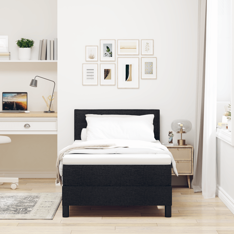 Casa si Gradina - Mobilier - Paturi si accesorii - Paturi - Pat Box Spring cu Saltea Negru 90x190 cm Marmura - Infinity.ro