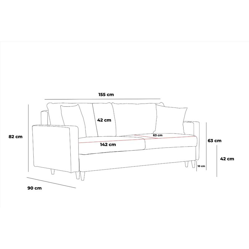 Casa si Gradina - Mobilier - Canapele si coltare - Canapele - Canapea 2 locuri, Hanah Home, poliester, crem, 155x90x82 cm - Infinity.ro
