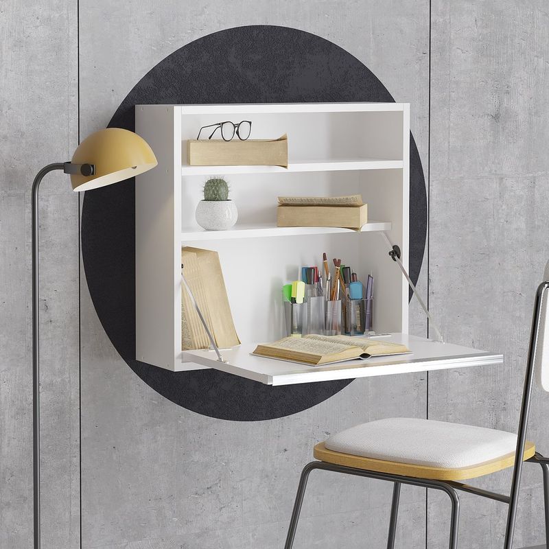 Casa si Gradina - Mobilier - Mese si birouri - Birouri - Birou de studiu, Hanah Home, pal melaminat, alb, 64x60x20 cm - Infinity.ro