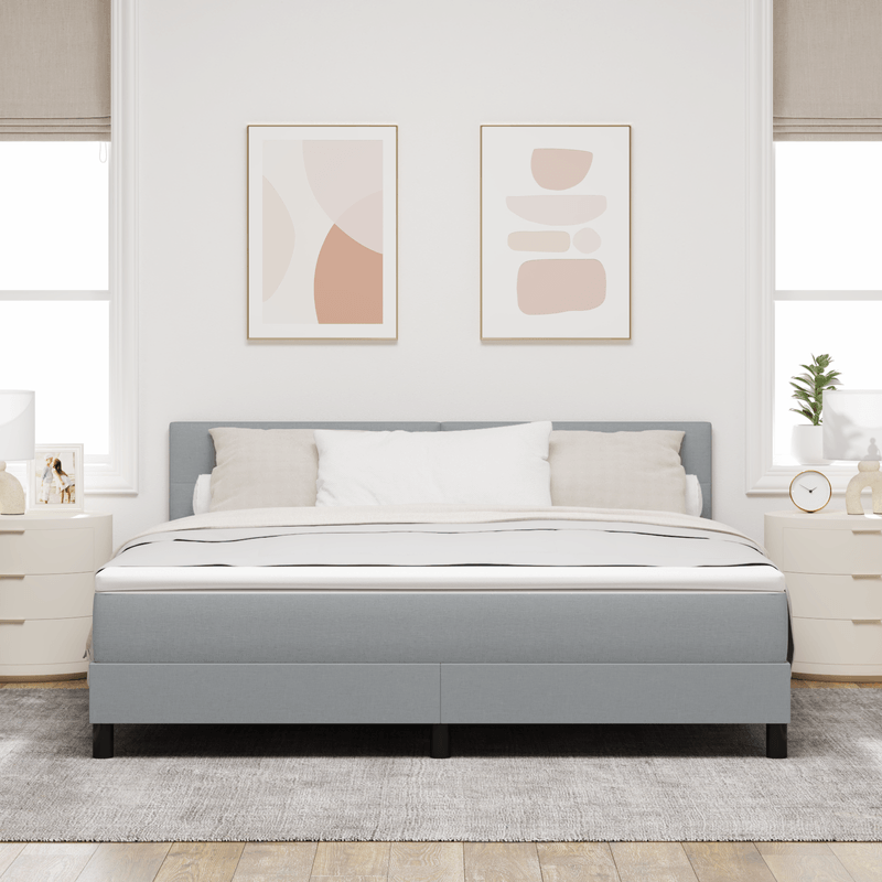 Casa si Gradina - Mobilier - Paturi si accesorii - Paturi - Pat cu arcuri cu saltea gri deschis 180x200 cm tesatura - Infinity.ro