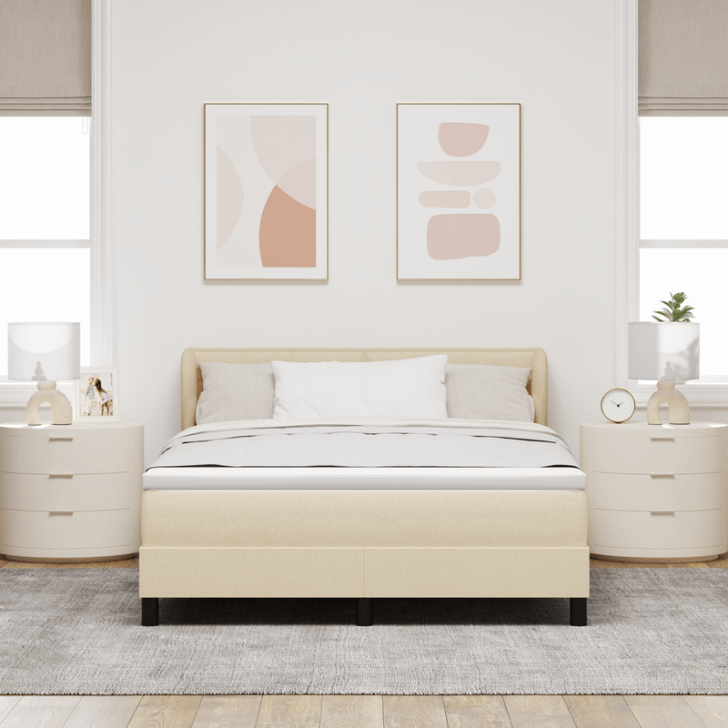 Casa si Gradina - Mobilier - Paturi si accesorii - Paturi - Pat Box Spring cu Saltea Crem 140x190 cm Fabrics - Infinity.ro