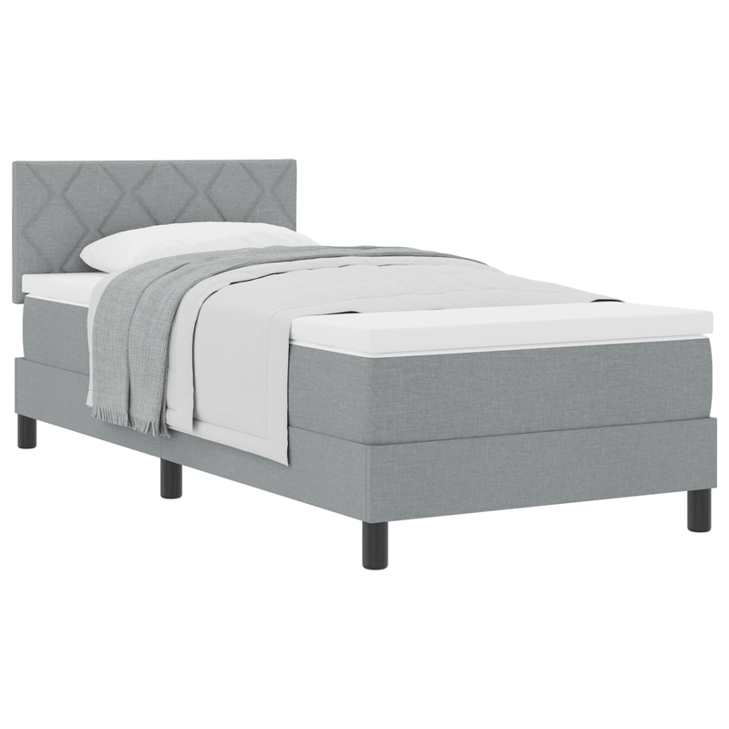 Casa si Gradina - Mobilier - Paturi si accesorii - Paturi - Pat cu arcuri cu saltea gri deschis 90x200 cm tesatura - Infinity.ro