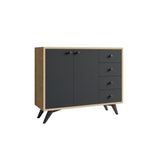 Casa si Gradina - Mobilier - Comode si corpuri - Comode - Comoda, Hanah Home, pal melaminat, stejar si antracit, 100x35x82 cm, 811MDD4148 - Infinity.ro
