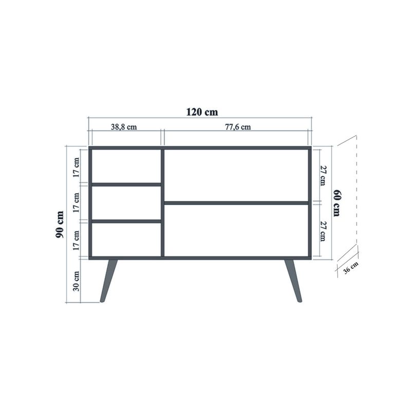 Casa si Gradina - Mobilier - Comode si corpuri - Console - Consola, Hanah Home, pal melaminat, stejar sonoma, 120x36x90 cm, 863SPH3419 - Infinity.ro