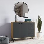 Casa si Gradina - Mobilier - Comode si corpuri - Comode - Comoda, Hanah Home, pal melaminat, stejar si antracit, 100x35x82 cm, 811MDD4148 - Infinity.ro