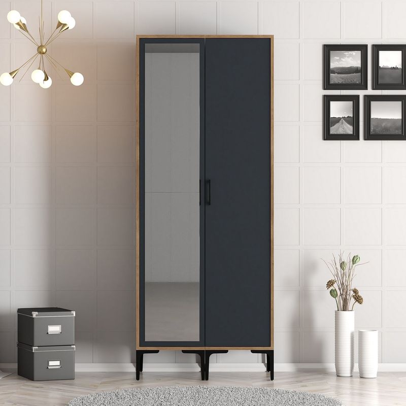 Casa si Gradina - Mobilier - Dulapuri si sifoniere - Sifoniere - Sifonier, Hanah Home, pal melaminat, nuc si antracit, 80x47.5x201.4 cm, 845HCT5429 - Infinity.ro