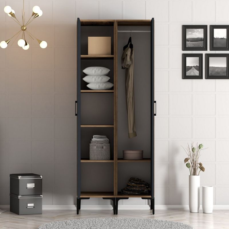 Casa si Gradina - Mobilier - Dulapuri si sifoniere - Sifoniere - Sifonier, Hanah Home, pal melaminat, nuc si antracit, 80x47.5x201.4 cm, 845HCT5429 - Infinity.ro