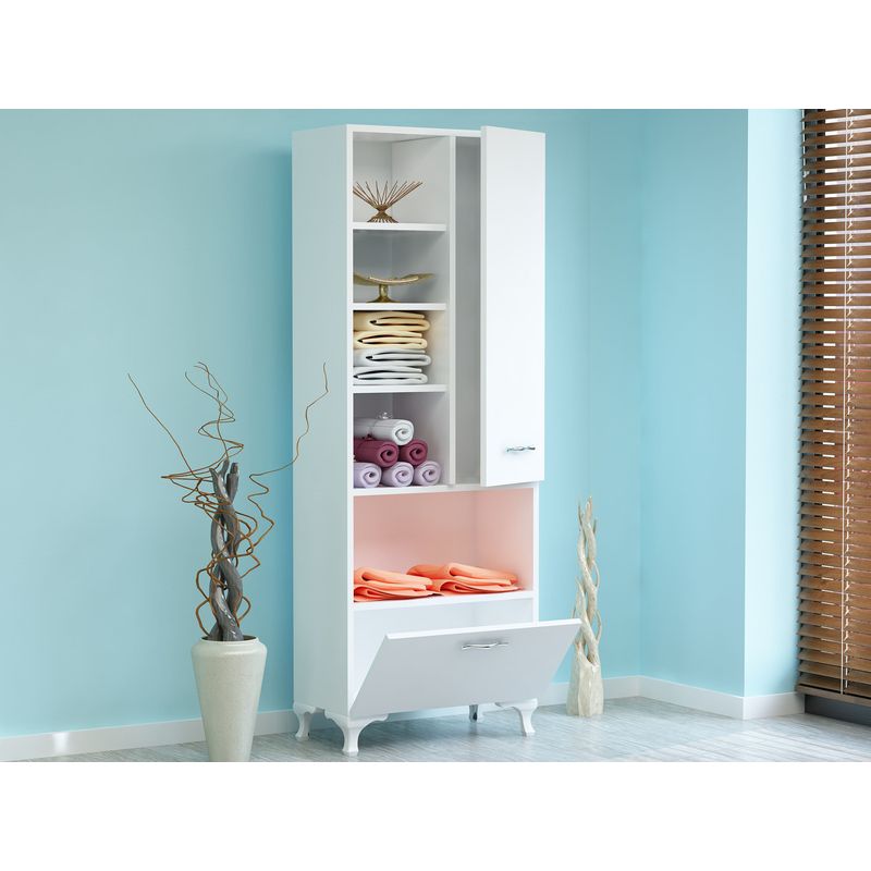 Casa si Gradina - Mobilier - Comode si corpuri - Comode - Comoda, Hanah Home, pal melaminat, alb, 60x31.5x163.6 cm - Infinity.ro