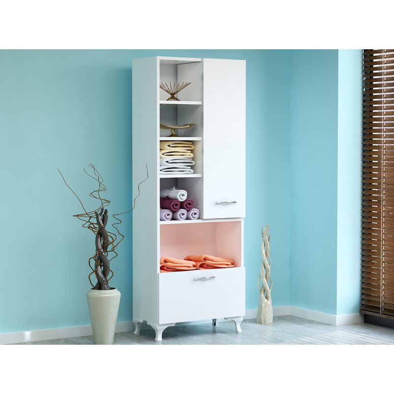 Casa si Gradina - Mobilier - Comode si corpuri - Comode - Comoda, Hanah Home, pal melaminat, alb, 60x31.5x163.6 cm - Infinity.ro