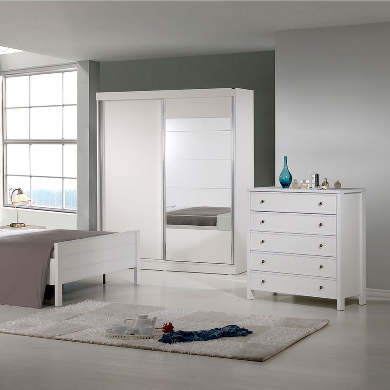 Casa si Gradina - Mobilier - Comode si corpuri - Comode - Comoda, Hanah Home, pal melaminat, alb, 100x47x110 cm - Infinity.ro