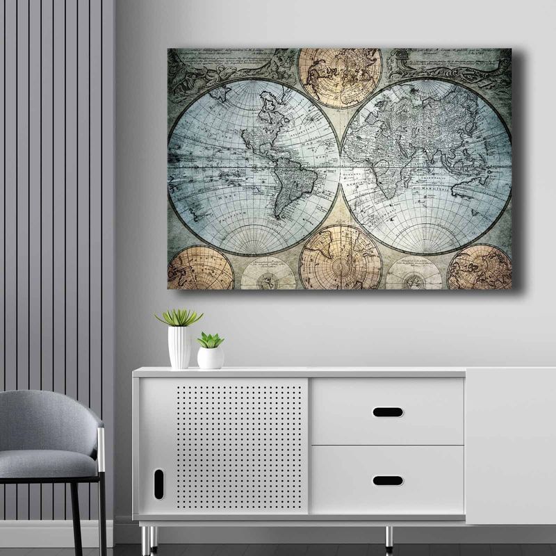 Casa si Gradina - Decoratiuni - Tablouri - Tablou decorativ, Wallxpert, panza, albastru bej negru, 70x100 cm - Infinity.ro